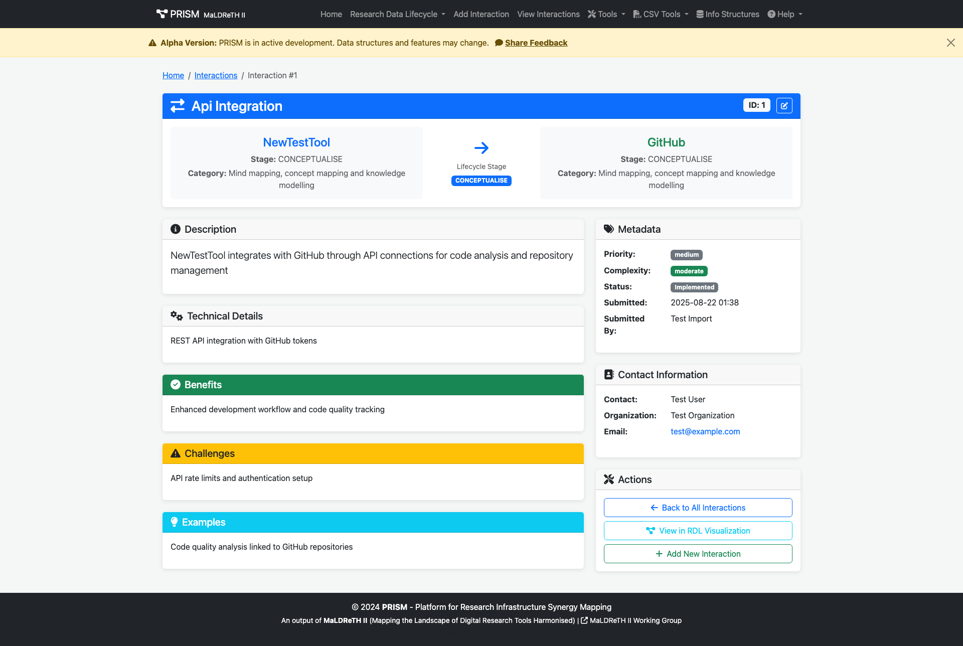 Interaction Detail View